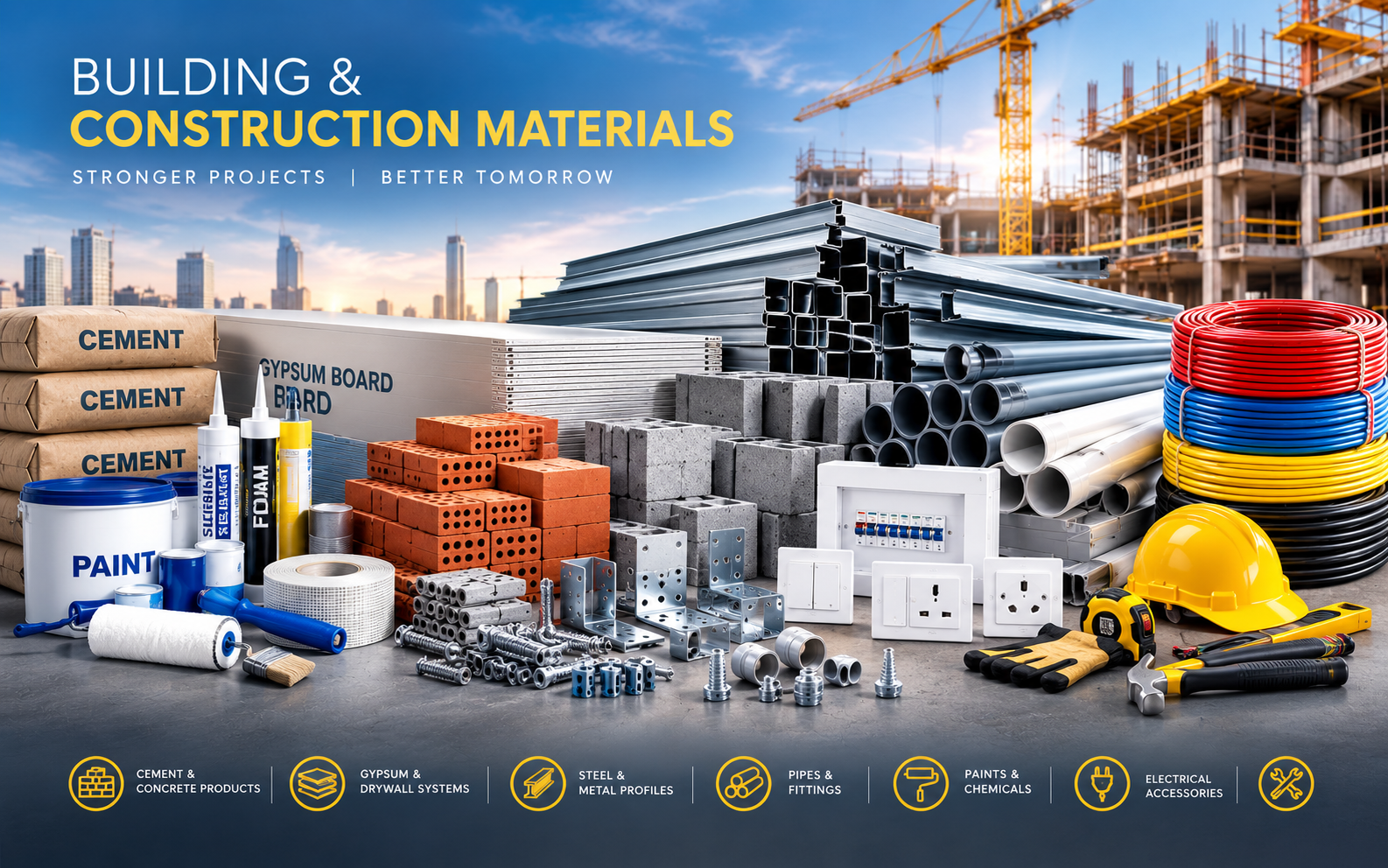 Building and construction materials including gypsum, PVC and metal products in the UAE