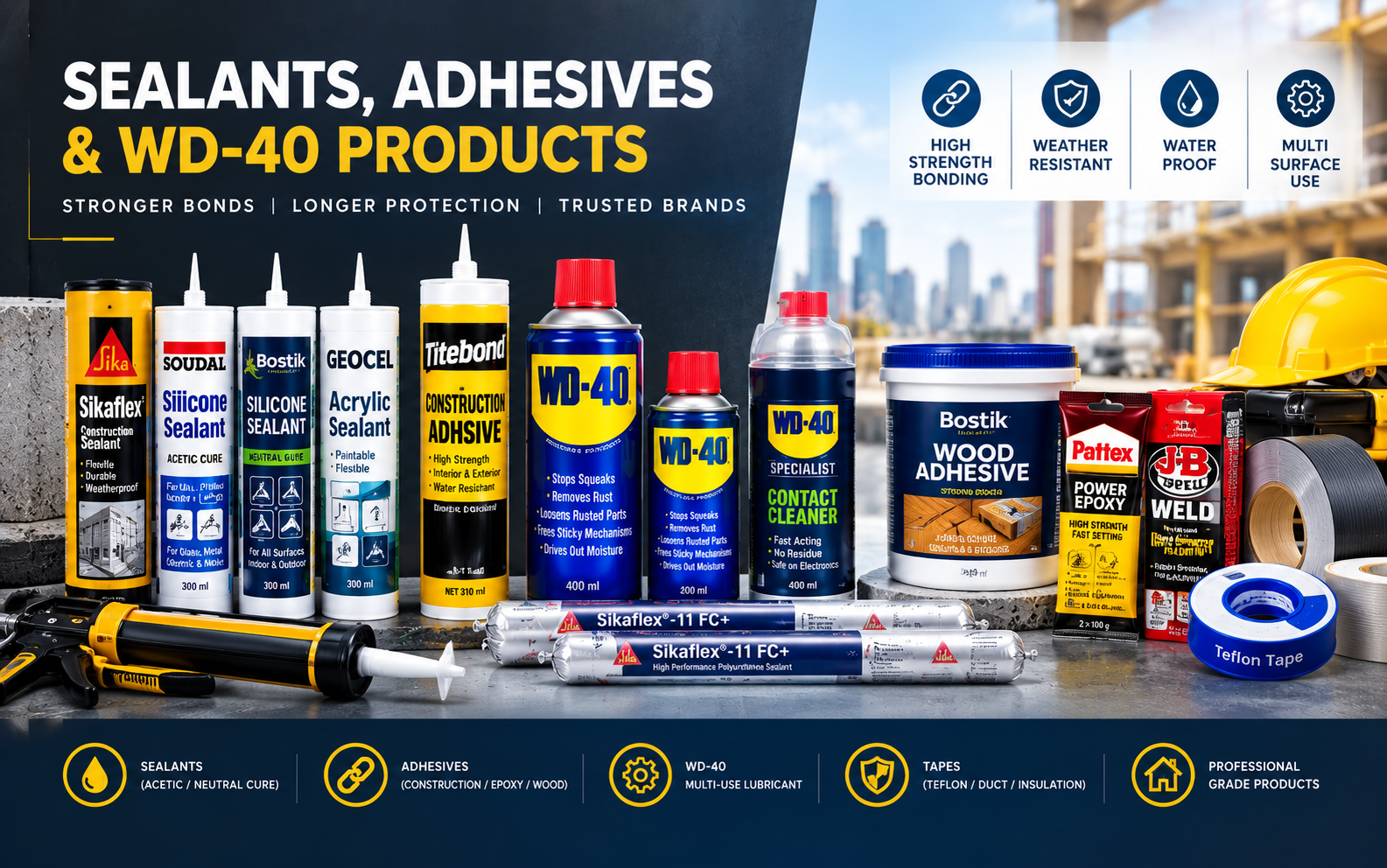 Sealants, adhesives and construction consumables supplied in the UAE